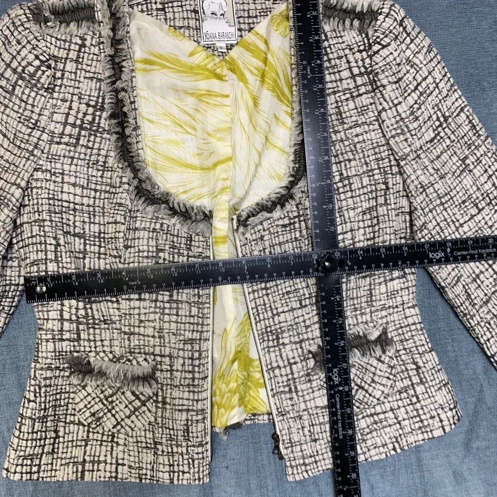 Yoana Baraschi Blazer Jacket Womens 8 Black White Lined Tweed Full Zip Winter